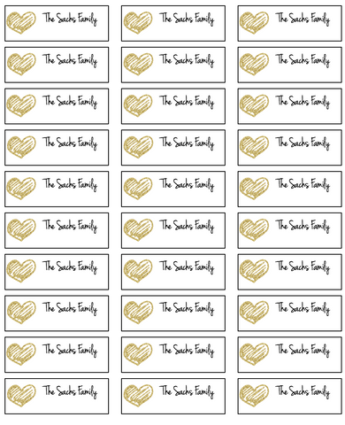 Personalized Address Labels - Gold Hearts