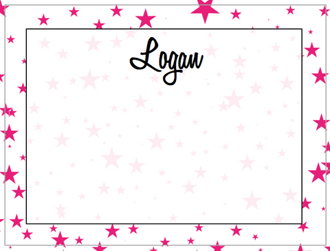 Note Cards - Pink Stars Background