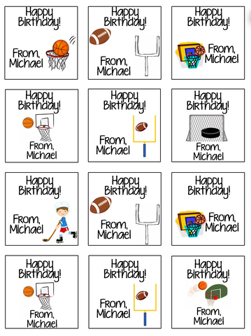 Personalized Basketball & Football & Hockey Gift Stickers