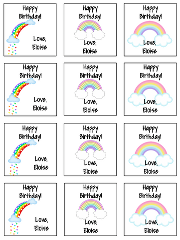 Personalized Just Rainbows Gift Stickers